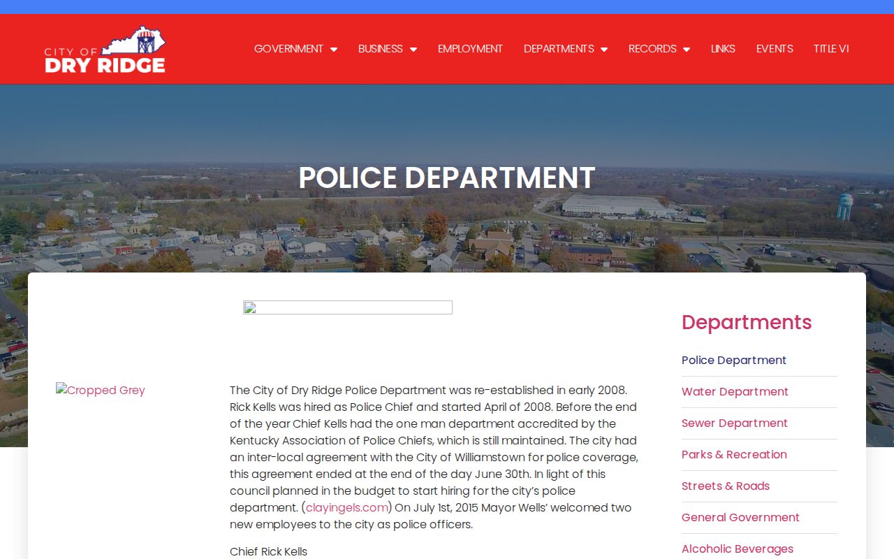 Official Dry Ridge Police Department webpage